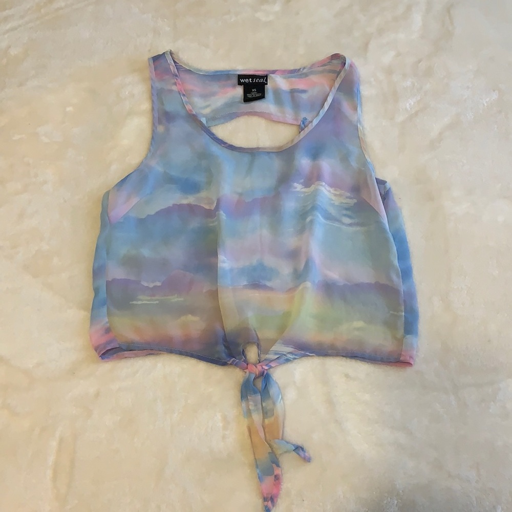 Galaxy/Sunset Vibes Tank Top with Front Tie